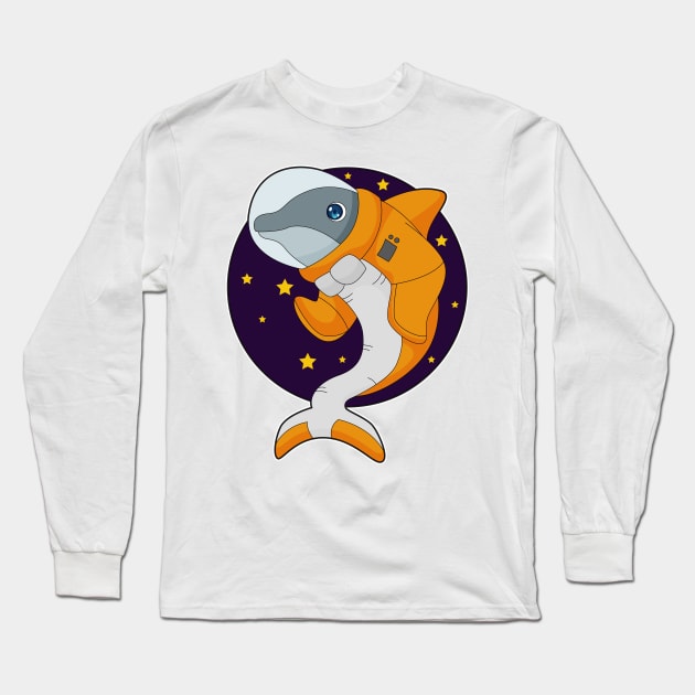 Dolphin Astronaut Space Long Sleeve T-Shirt by Markus Schnabel